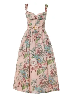 Zimmermann Matchmaker Midi Dress in Pink Barkcloth Print Size 0 /Au 8 for rent on The Volte - image 3