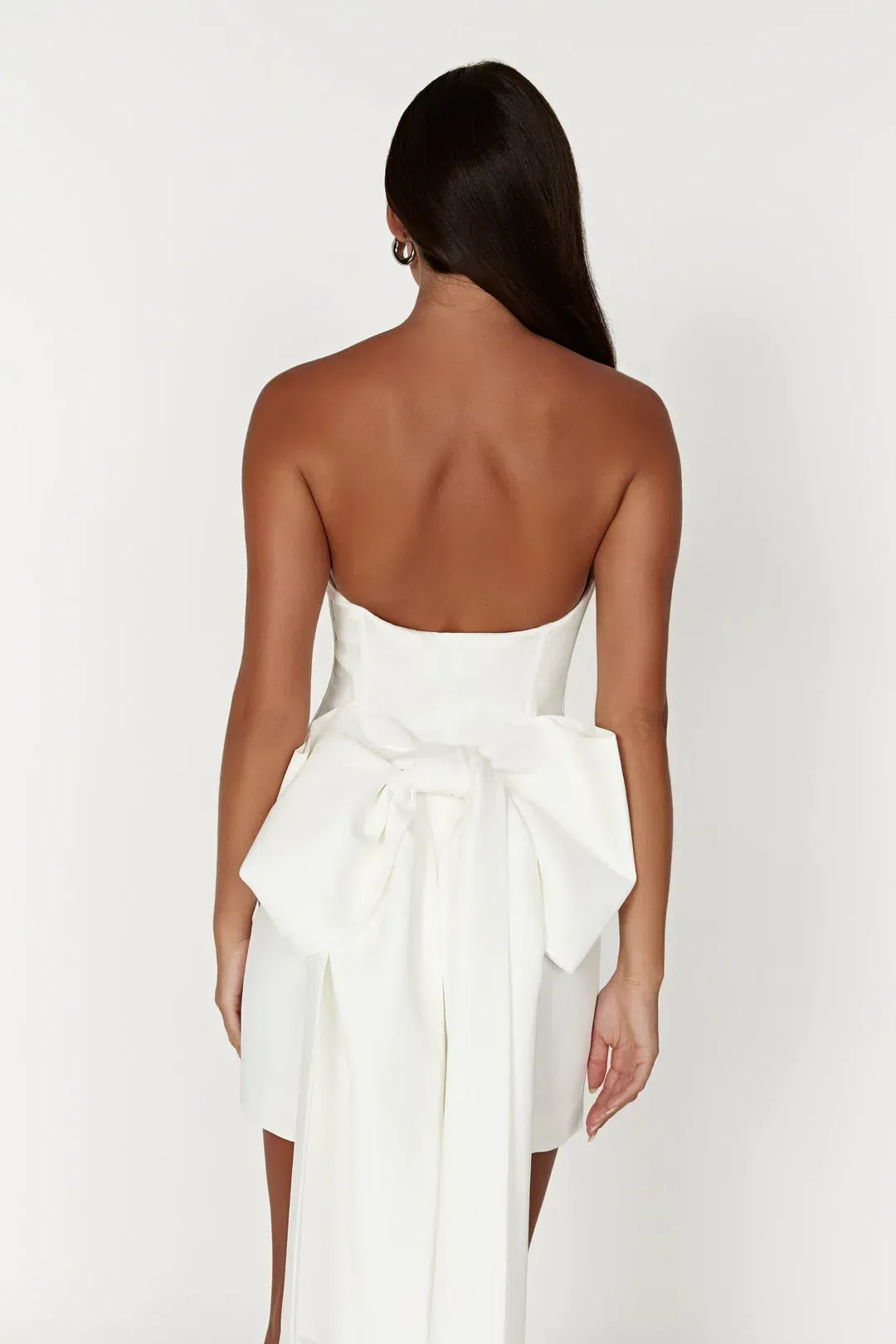 Meshki Mereith Strapless Bow Mini Dress White Size 10 for rent on The Volte - main image