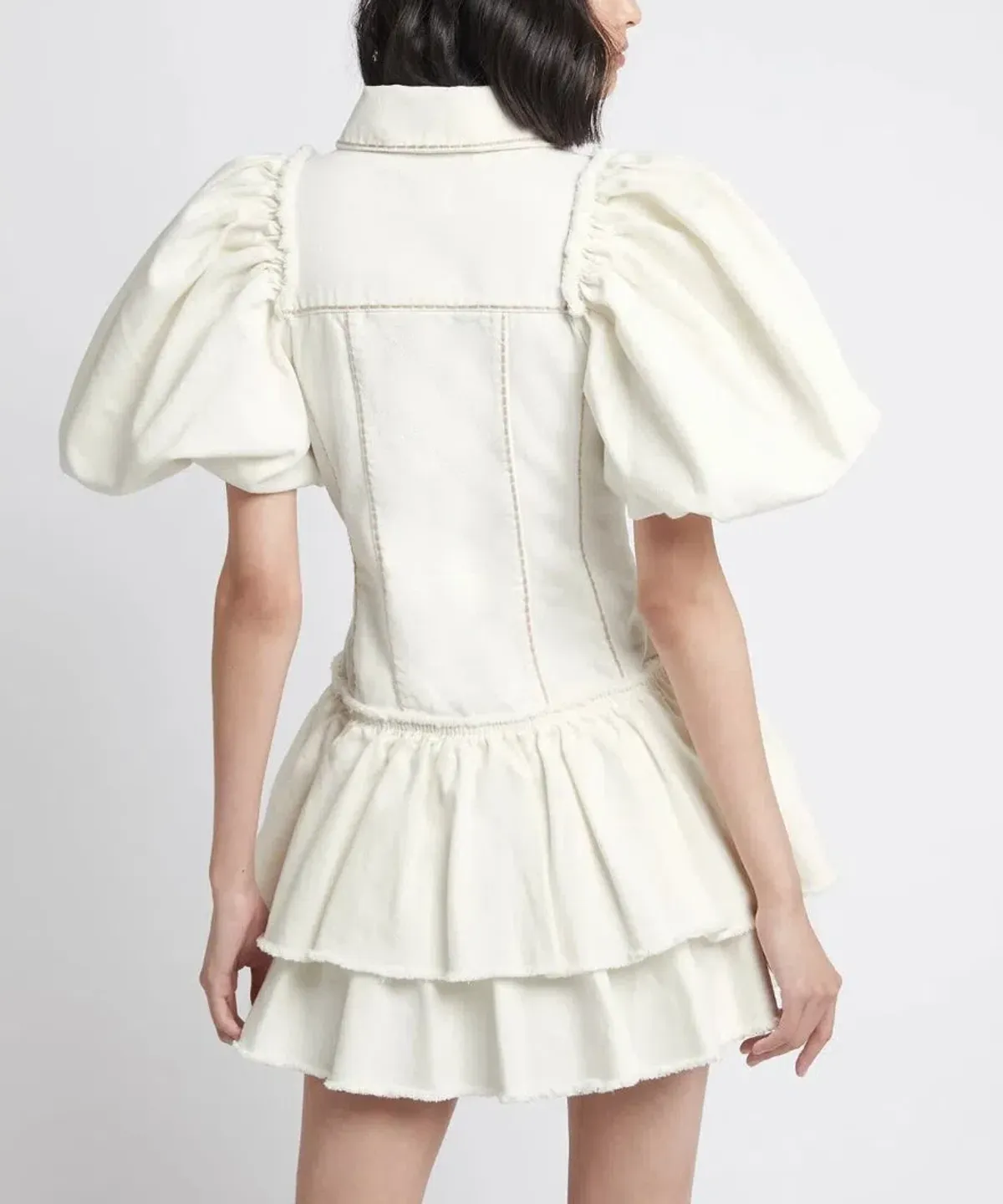 Aje Reclaim Denim Mini Dress White Size 8 - Image 3