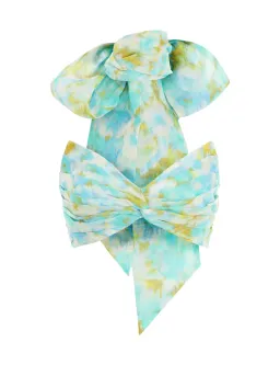Zimmermann High Tide Twist Crop Bodice & Maxi Skirt Set in Aqua Ikat Floral Size 1 / AU 10 for rent on The Volte - image 5