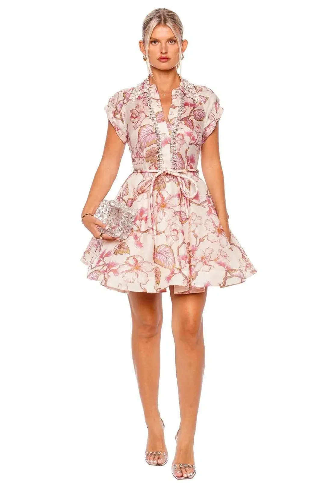 Zimmermann Matchmaker Flip Dress Pink Floral Size 2/ AU 12 for rent on The Volte - main image