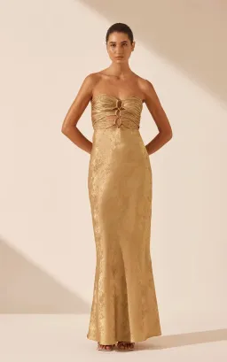 Shona Joy Royale Strapless Lace up Maxi Dress Gold Size 6 for rent on The Volte - image 2
