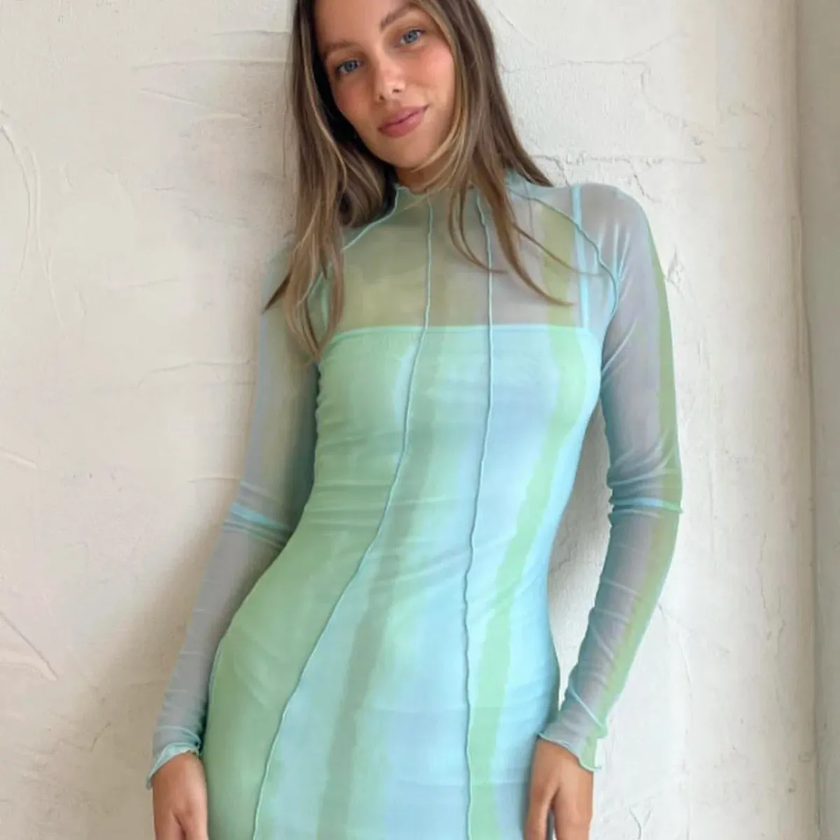 Significant Other Jean Midi Dress Green Mirage Size 6 - Image 4