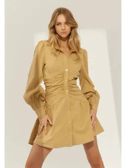 Sovere Studio Momento Shirt Mini Dress Dijon Size 6 for rent on The Volte - image 1