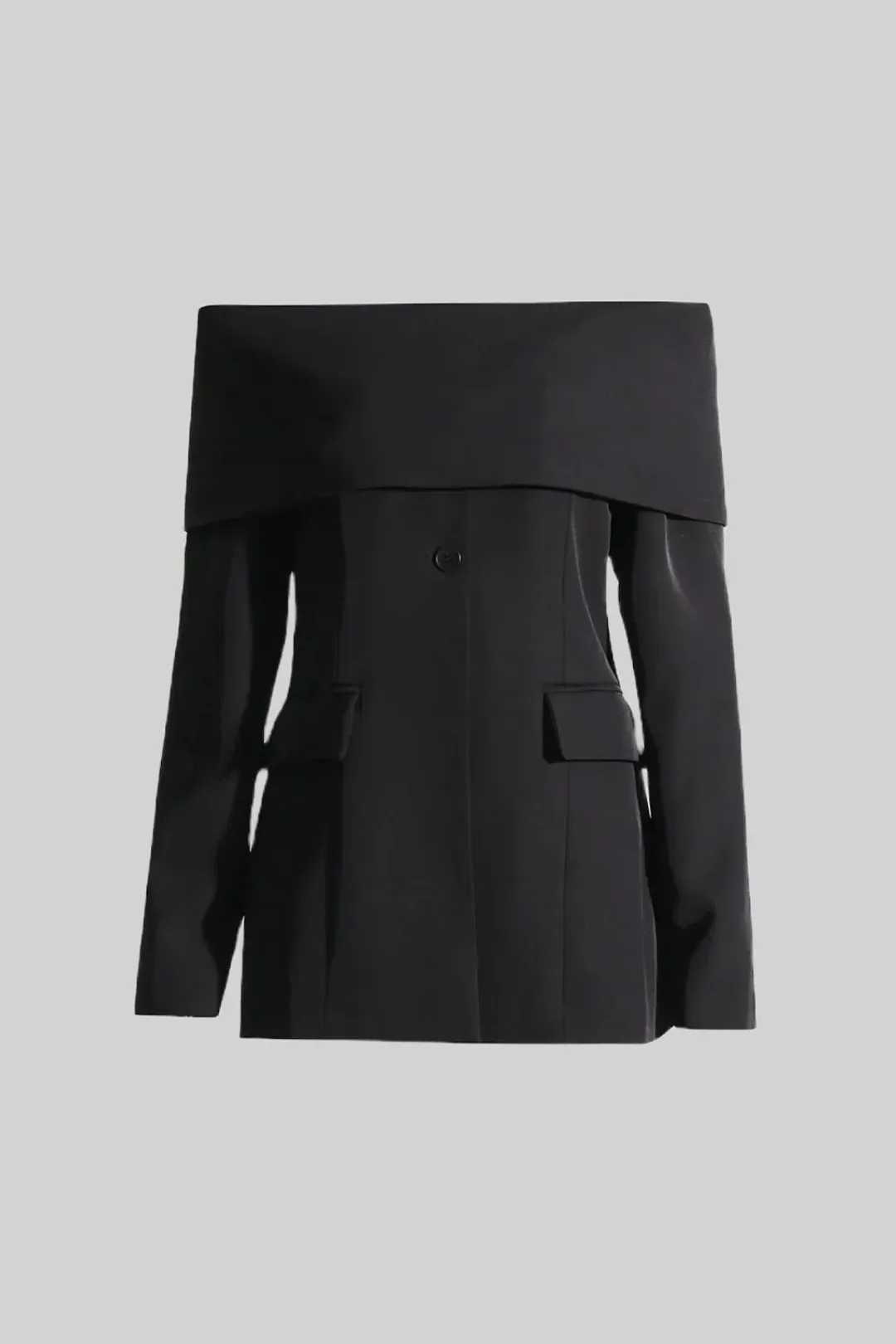 Sierra Darien Cut Out Shoulder Jacket and High Waist Loose Pants Set Black Size M / AU 10 for rent on The Volte - main image