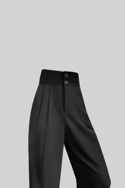 Sierra Darien Cut Out Shoulder Jacket and High Waist Loose Pants Set Black Size M / AU 10 for rent on The Volte - image 8