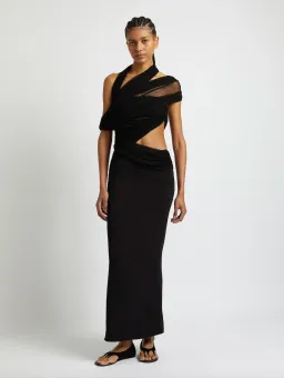 Christopher Esber Veiled Wrap Dress Black Size 8 for rent on The Volte - image 1