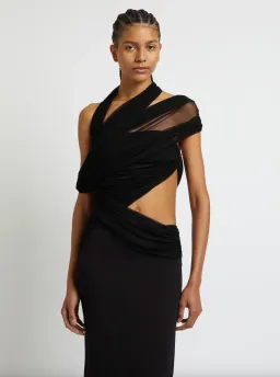 Christopher Esber Veiled Wrap Dress Black Size 8 for rent on The Volte - image 6