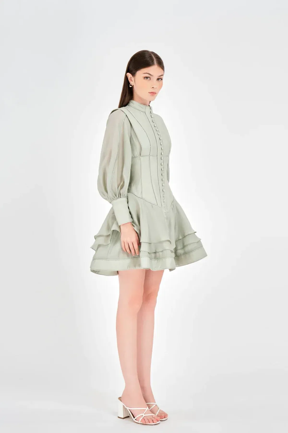 Justin Tong Xander Mini Dress Green Size 8 - Image 4