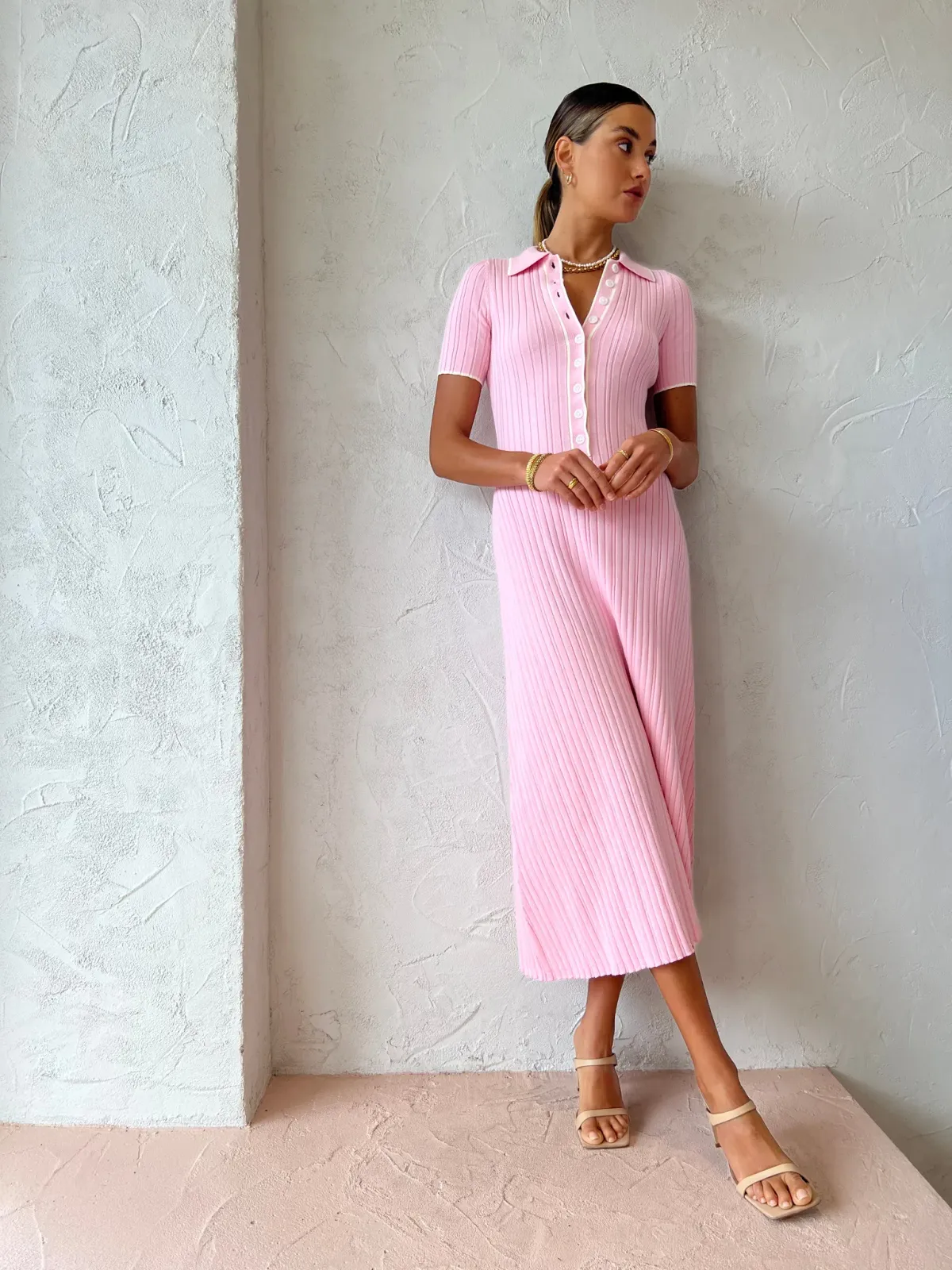 Anna Quan Penelope Midi Dress Marshmallow Pink Size 10 - Image 3