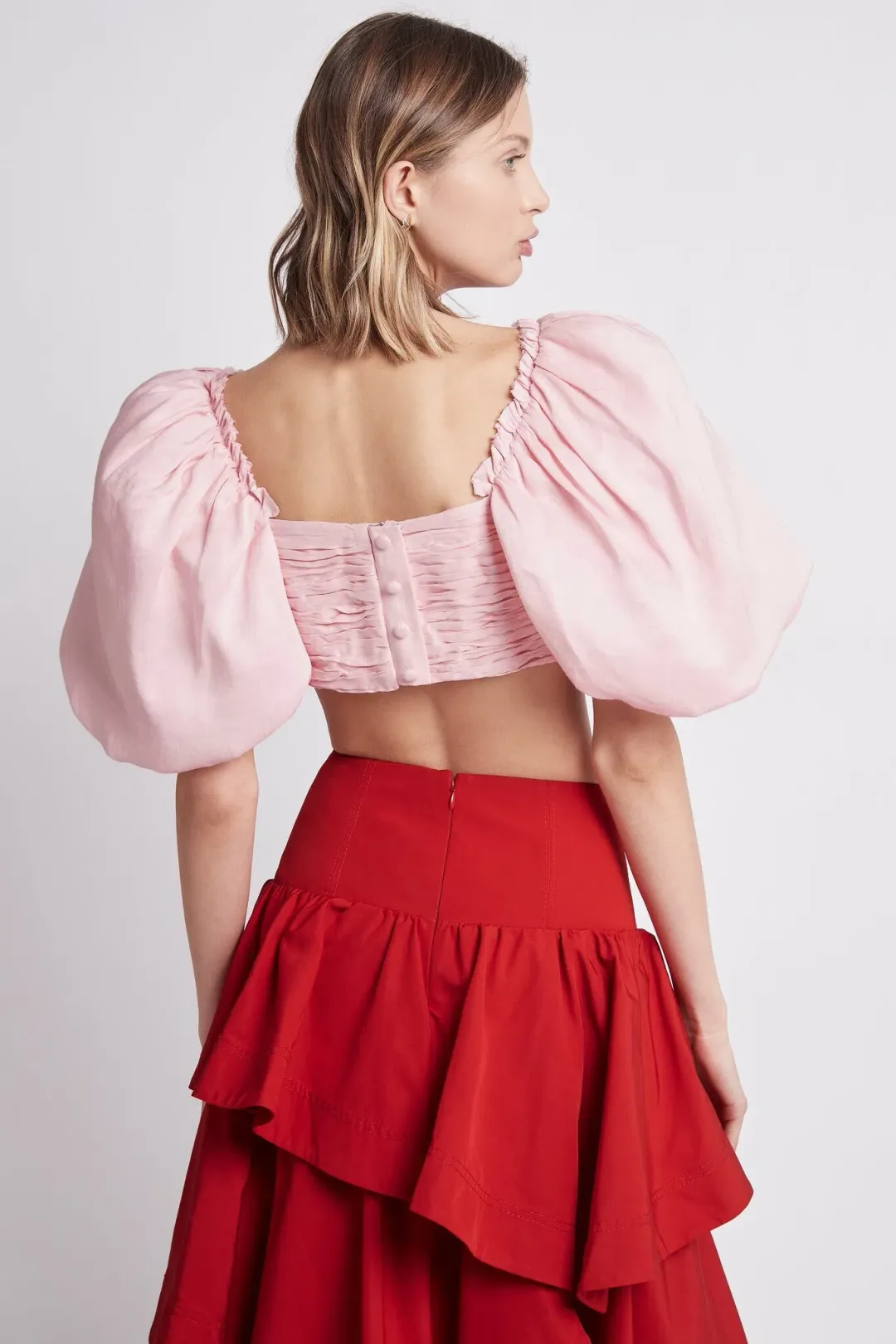 Aje Cosmos Tiered Frill Midi Skirt Red Size 8 for rent on The Volte - main image