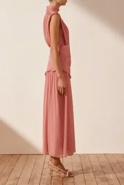 Shona Joy Lauren High Neck Midi Dress Blush Size 6 for rent on The Volte - image 5