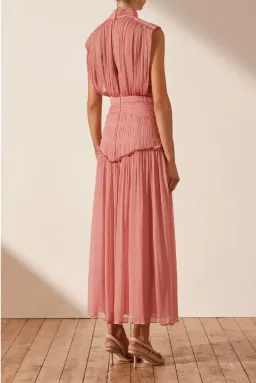 Shona Joy Lauren High Neck Midi Dress Blush Size 6 for rent on The Volte - image 3