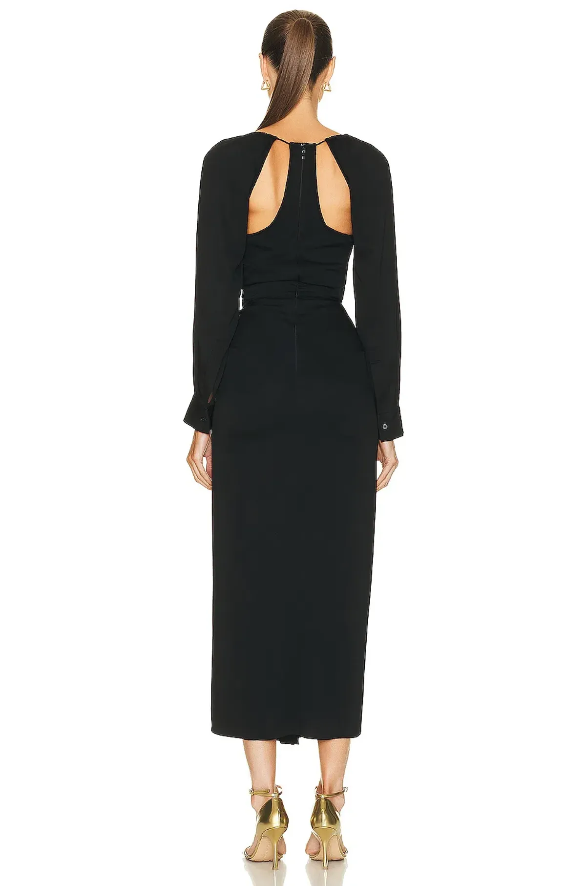Christopher Esber Ruched Floating Sleeve Tie Dress Black Size 8 - Image 4