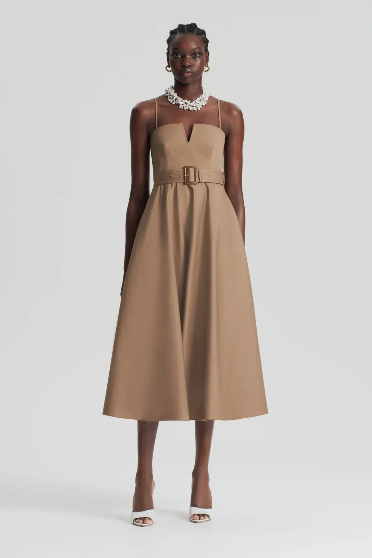 Scanlan Theodore Sateen Resin Trim Dress Dark Caramel Size 8 - Image 1