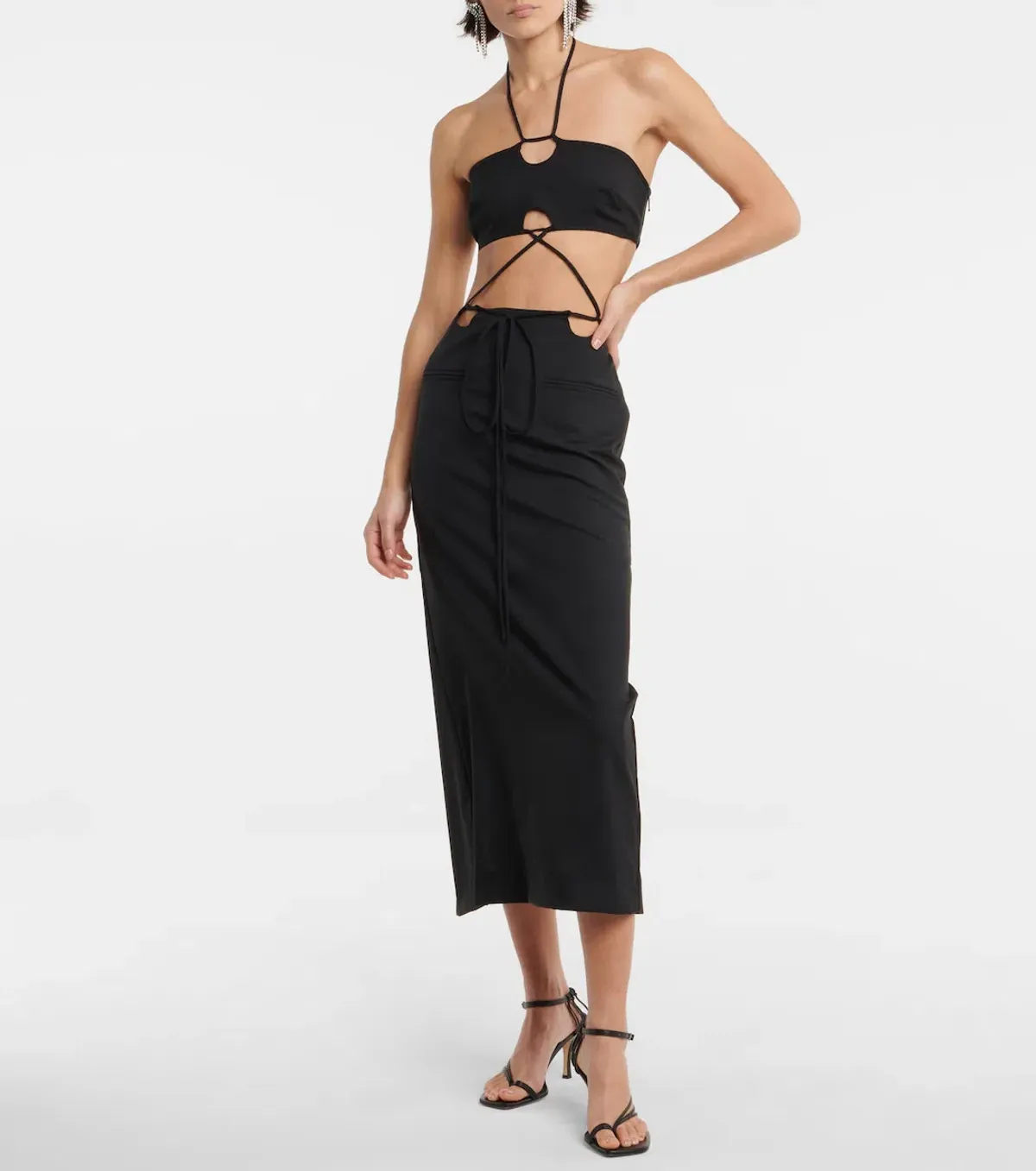 Christopher Esber Disconnect Halter Tie Dress Black Size 14 - Image 1