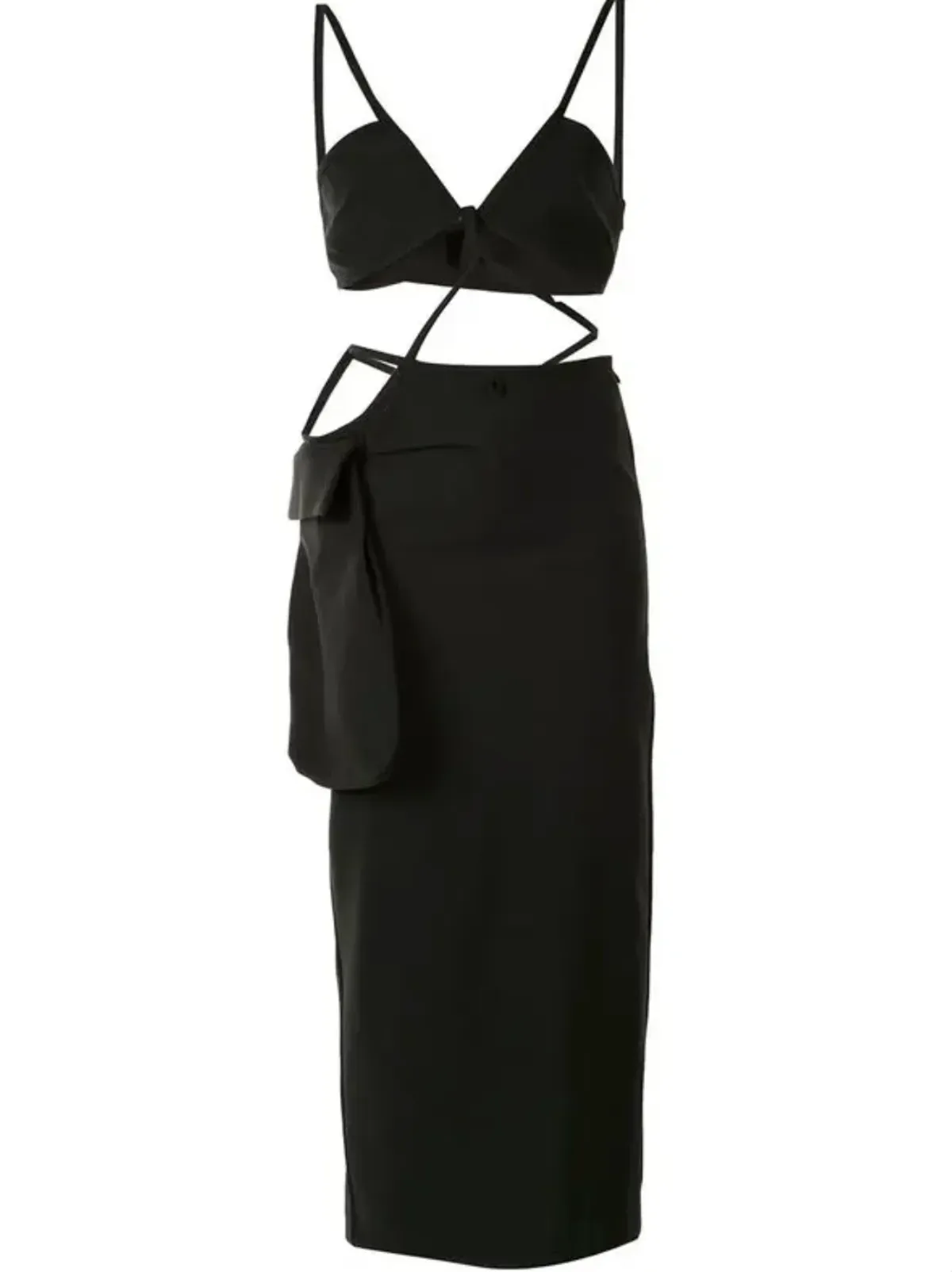 Christopher Esber Cross Bandeau Tie Dress Black Size 10 - Image 3