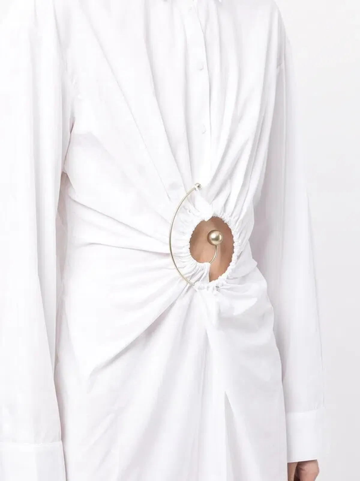 Christopher Esber Spiral Ruched Shirt Dress White Size 4 - Image 3