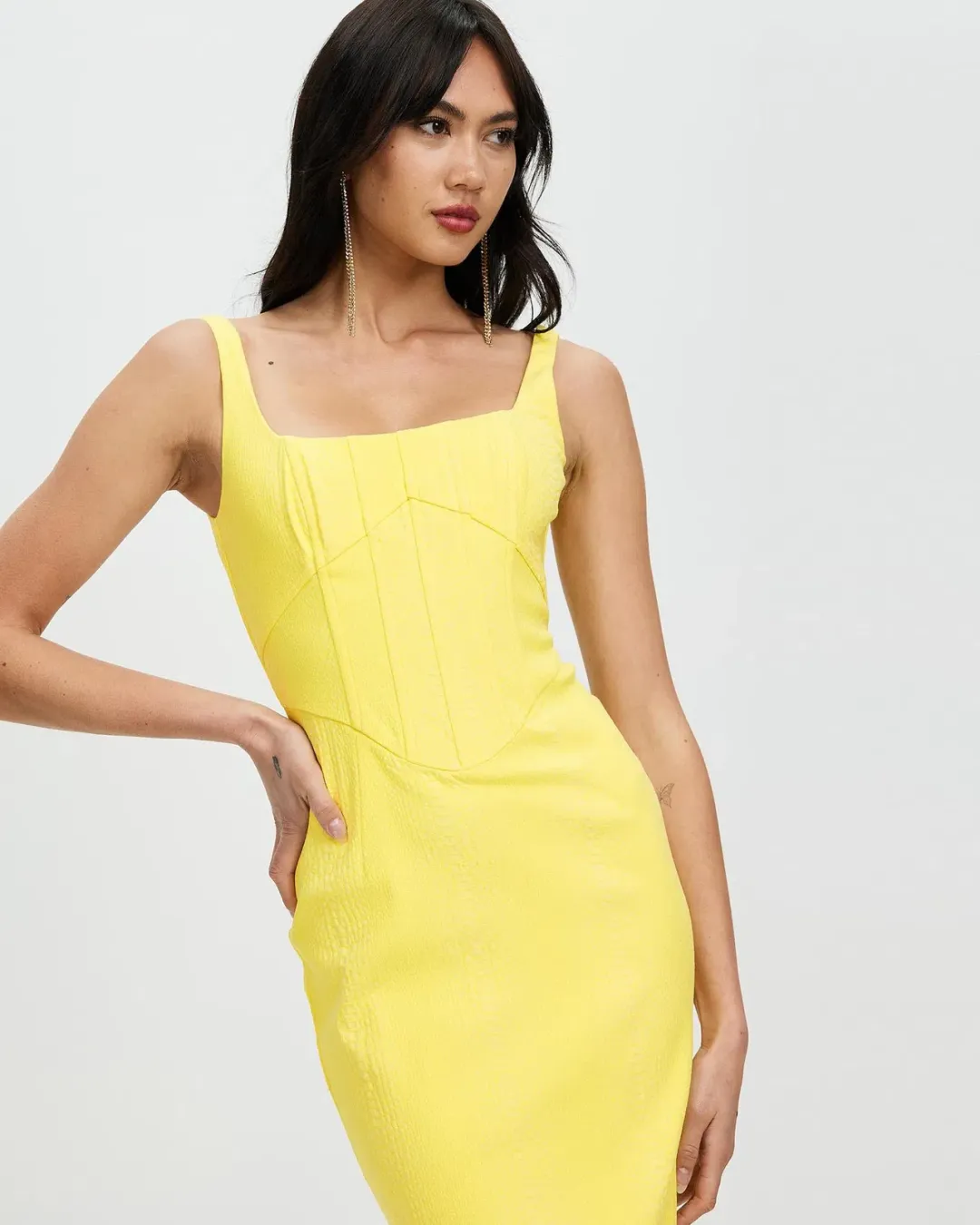 Derma Department Natalia Midi Dress Yellow Size 4 for rent on The Volte - main image