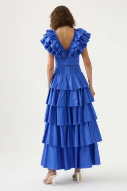 Aje Rhytmic Frill Bodice and Eleni Tiered Maxi Skirt Eleni Set Blue Size 10-12 for rent on The Volte - image 4