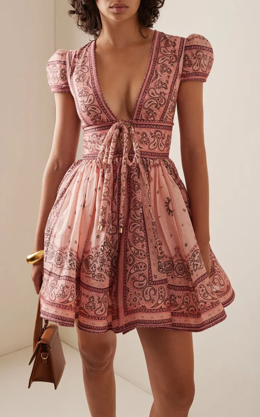 Zimmermann Matchmaker Structured Mini in Pink Bandana Size 0 / AU 8 for rent on The Volte - main image