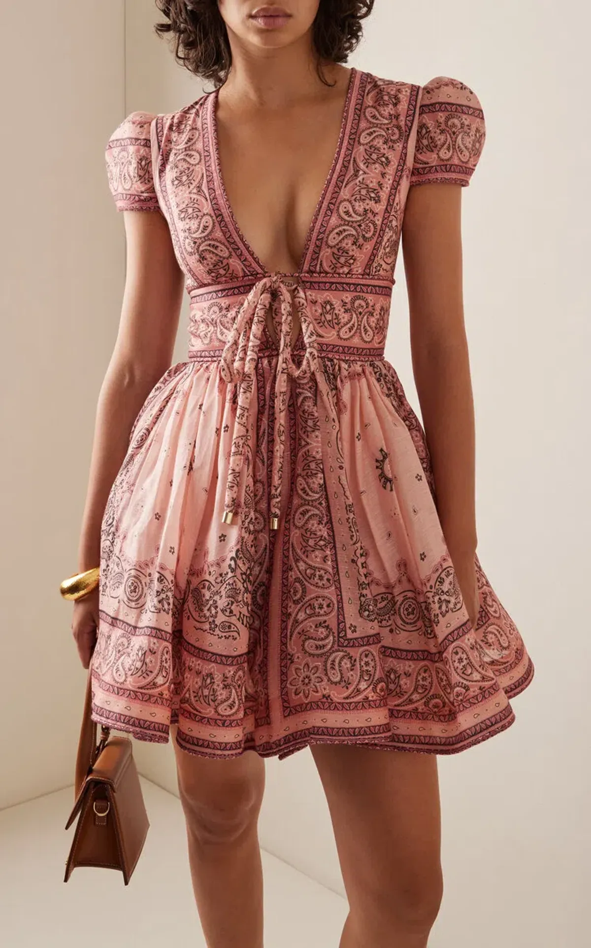 Zimmermann Matchmaker Structured Mini in Pink Bandana Size 0 / AU 8 for rent on The Volte - main image