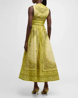 Zimmermann Matchmaker Bow Long Dress in Yellow Bandana Size 0 / AU 8 for rent on The Volte - image 2