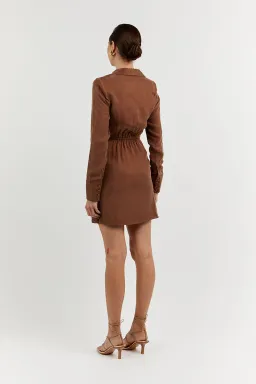 Dissh Sasha Tan Wrap Mini Dress Brown Size 6 for rent on The Volte - image 2