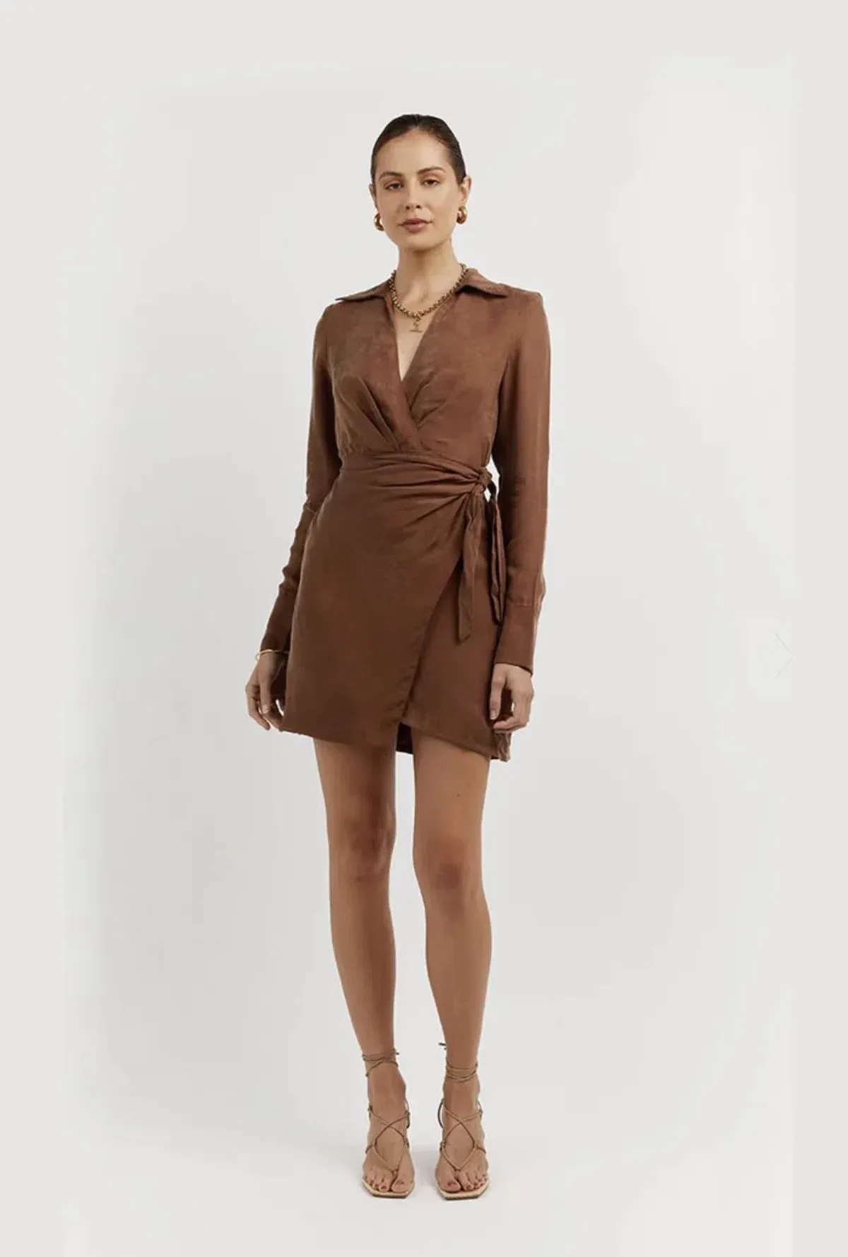 Dissh Sasha Tan Wrap Mini Dress Brown Size 6 - Image 1