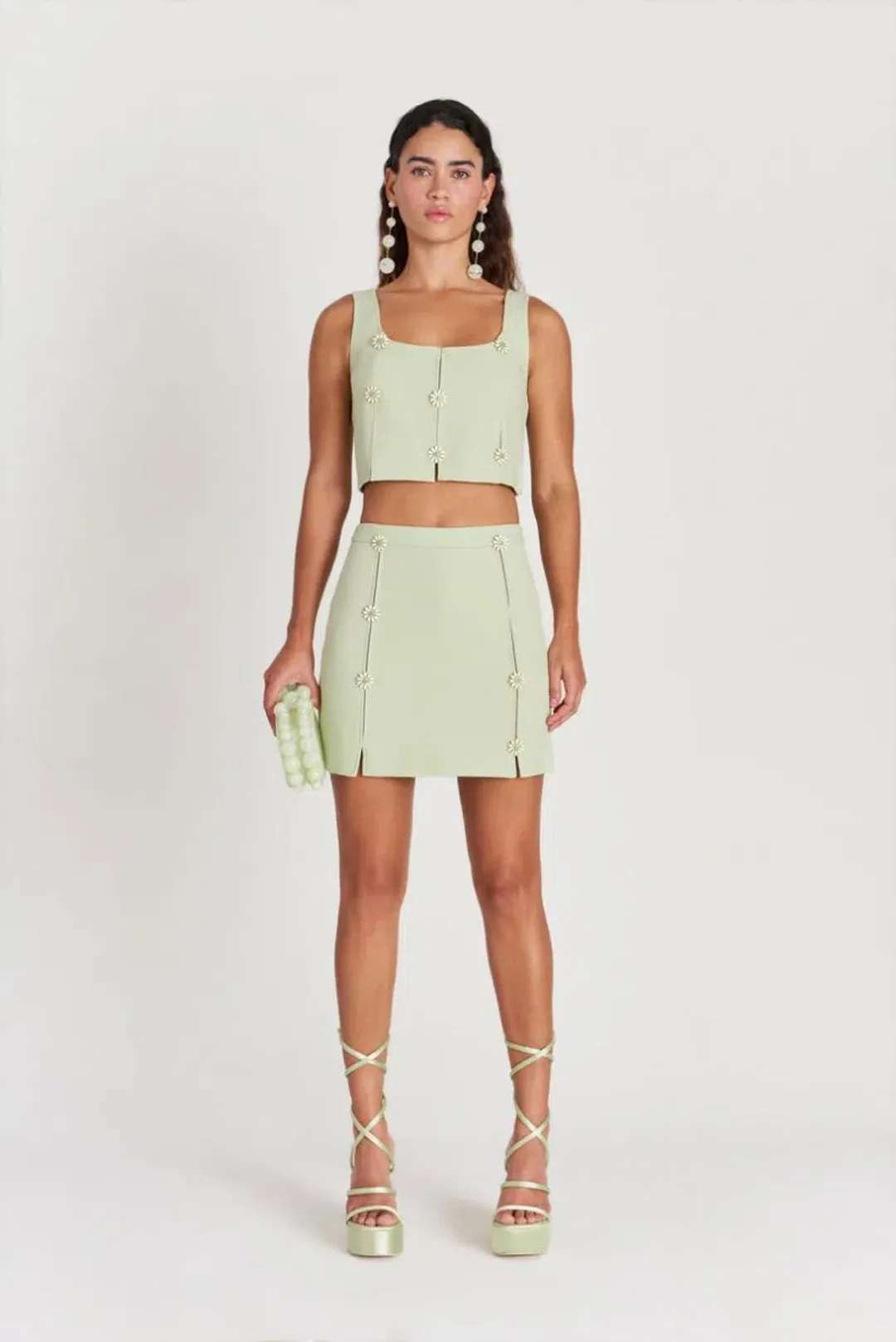 Cult Gaia Pina Top and Skirt Set Green Size 8 for rent on The Volte - main image