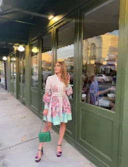 Zimmermann Jude Buttoned Mini Dress in Aqua Gradient Floral Size 0/Au 8 for rent on The Volte - image 3