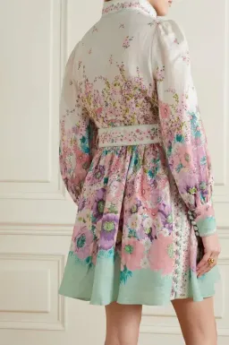Zimmermann Jude Buttoned Mini Dress in Aqua Gradient Floral Size 0/Au 8 for rent on The Volte - image 2