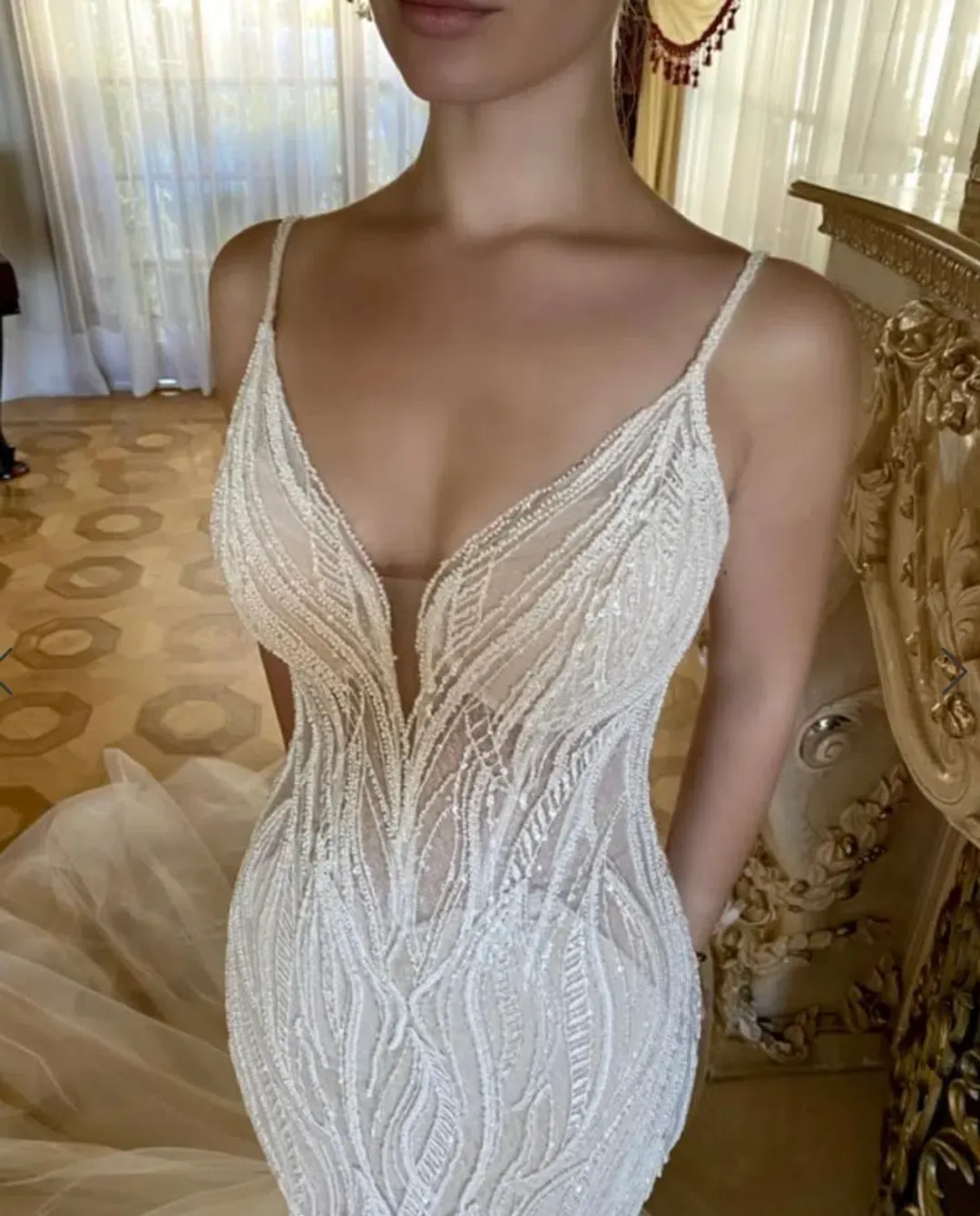 Badgley Mischka Esther Wedding Dress Ivory Size 8 for rent on The Volte - main image