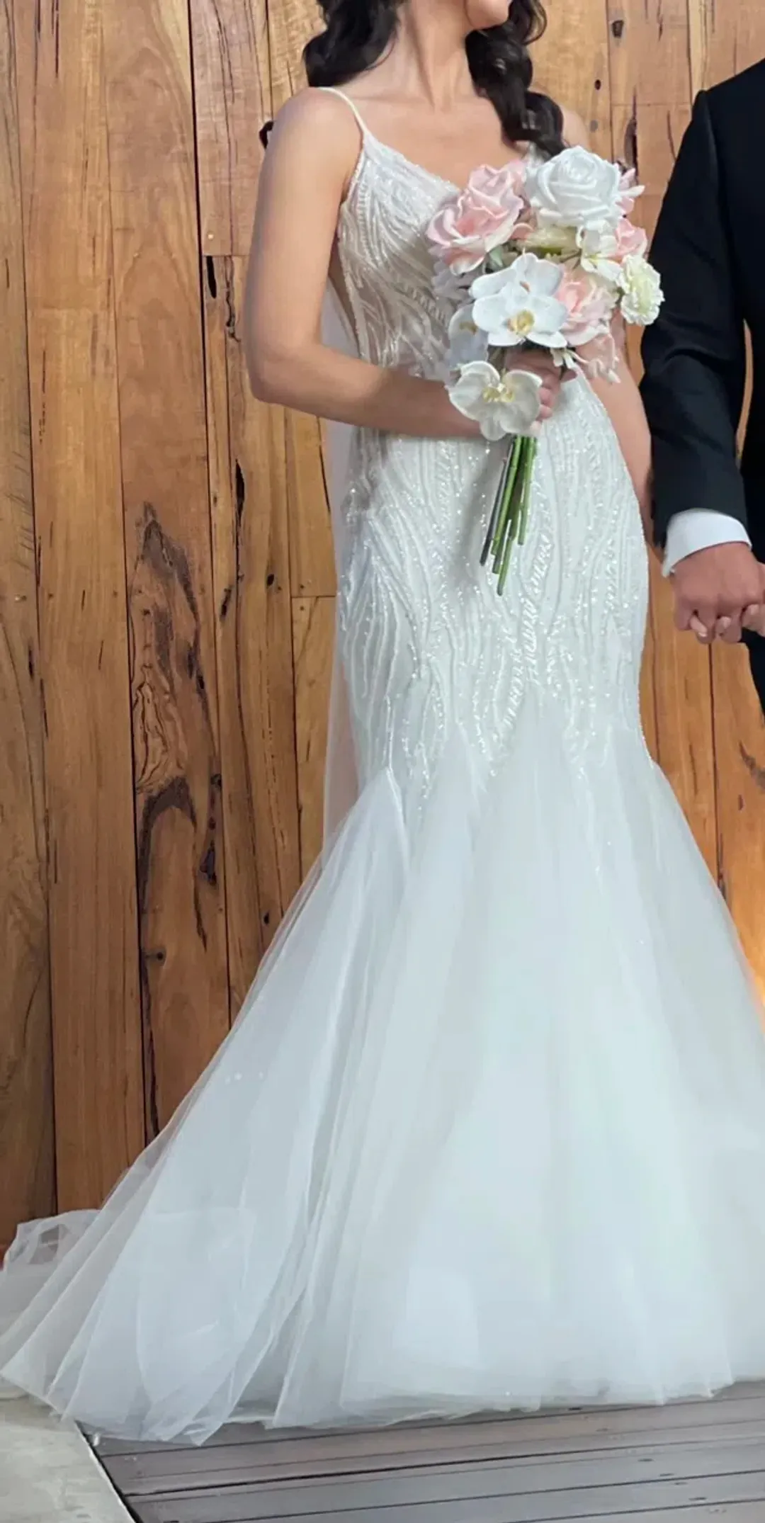 Badgley Mischka Esther Wedding Dress Ivory Size 8 for rent on The Volte - main image