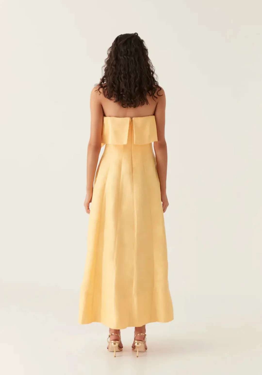 Aje Shallows Strapless Gown Marigold Yellow Size 10 for rent on The Volte - main image