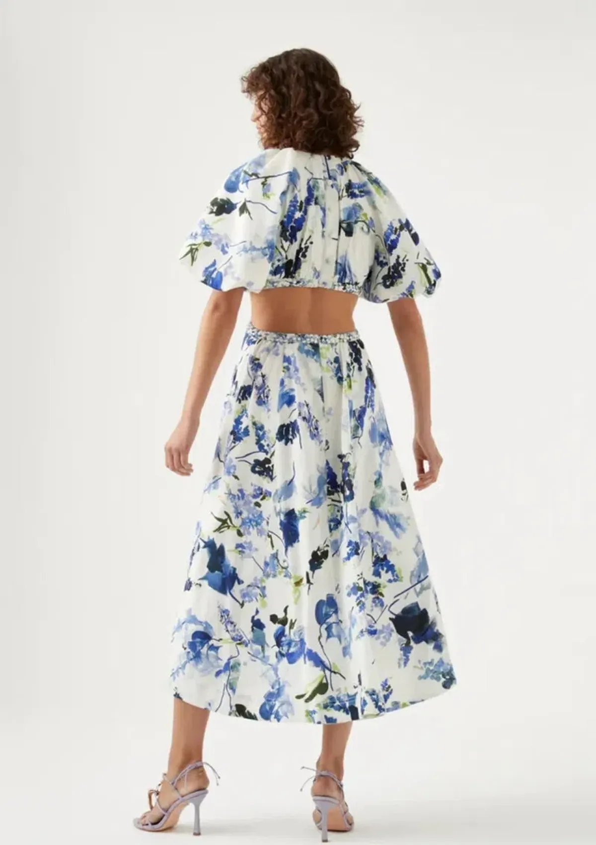 Aje Capucine Puff Sleeve Midi Dress Lavenders of Provence Print Size 4 - Image 2