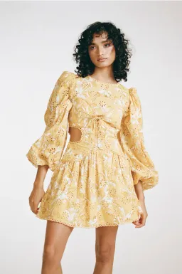 Zaco Elysees Mini Dress Yellow Floral Size XS / AU 6 for rent on The Volte - image 2