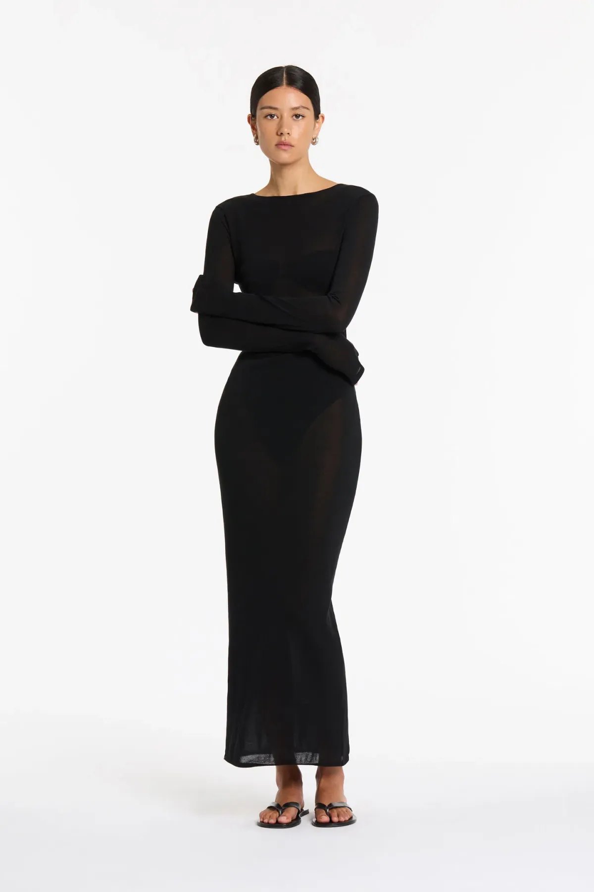 Sir The Label Eva Knit Midi Dress Black Size 6 - Image 1
