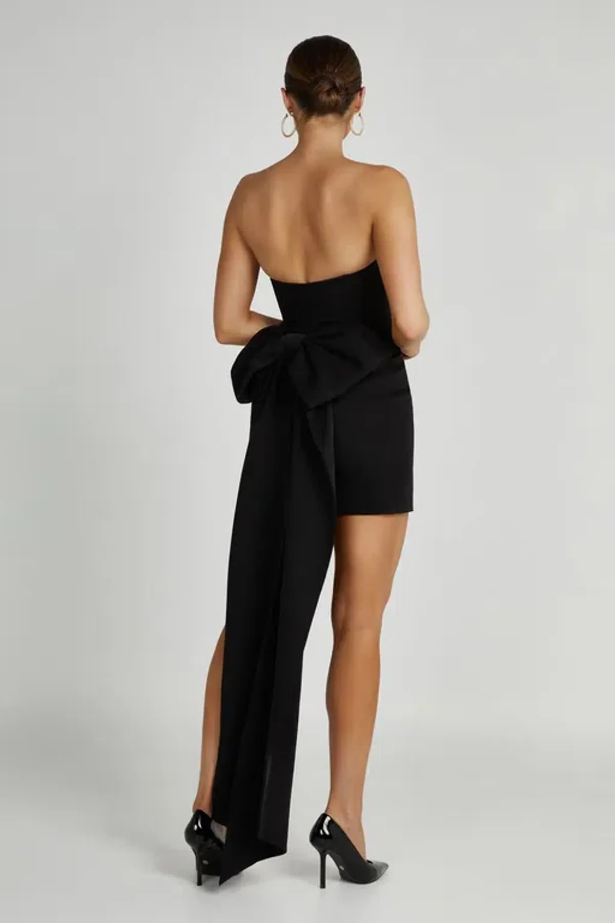 MESHKI Meredith Strapless Bow Mini Dress black size 6 - Image 3
