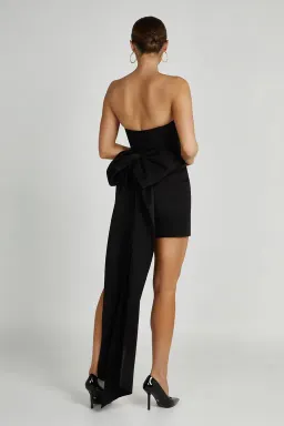 MESHKI Meredith Strapless Bow Mini Dress black size 6 for rent on The Volte - image 3