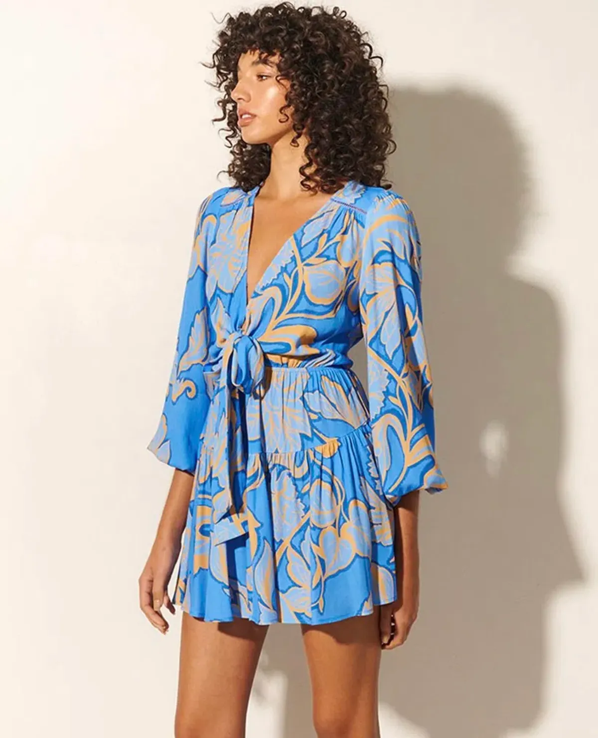 Kivari Taniana Tie Front Mini Dress Blue Size 6 - Image 2