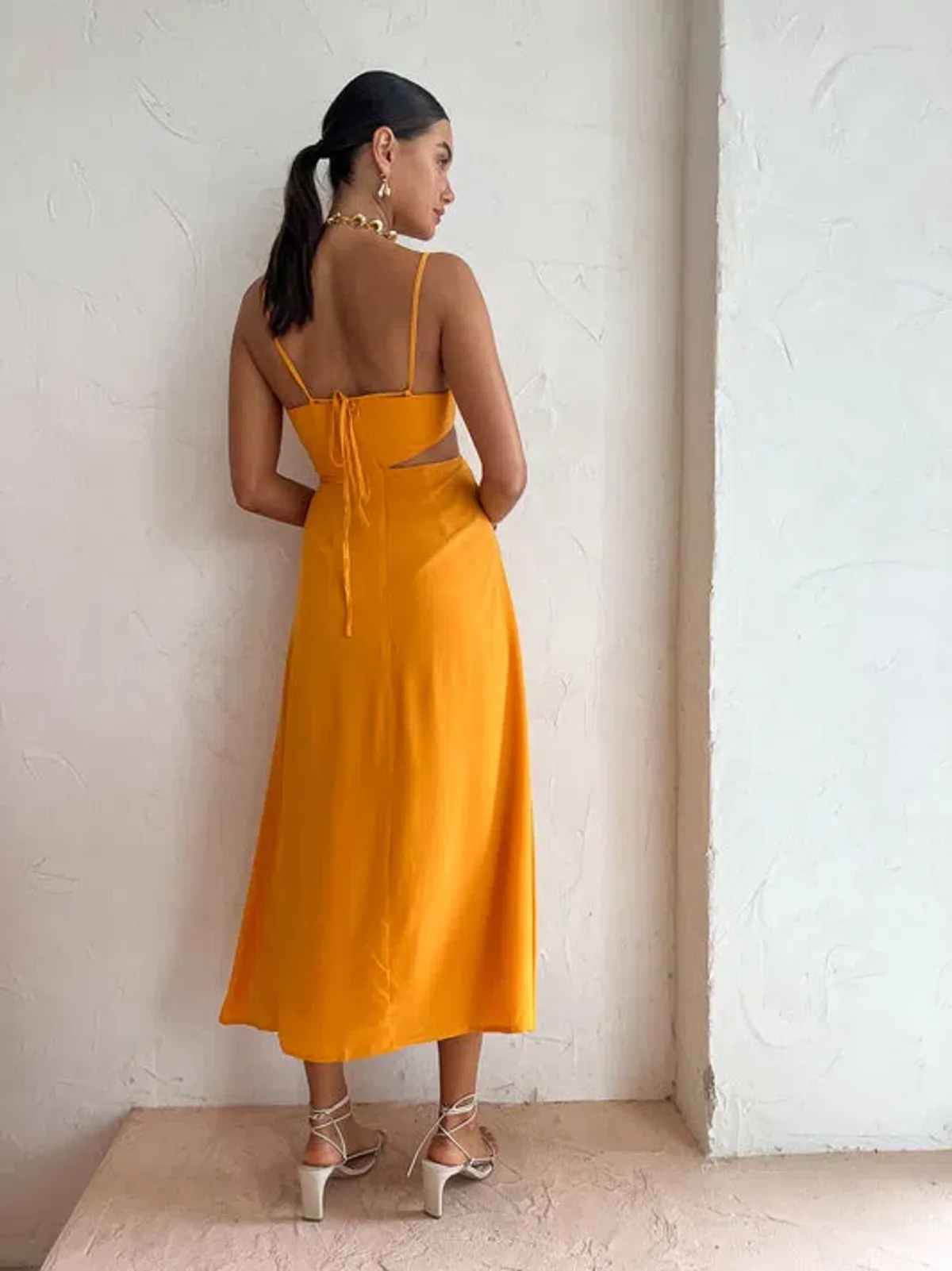 Tojha Isadora Cut Out Midi Dress In Sunset Size 10 - Image 3