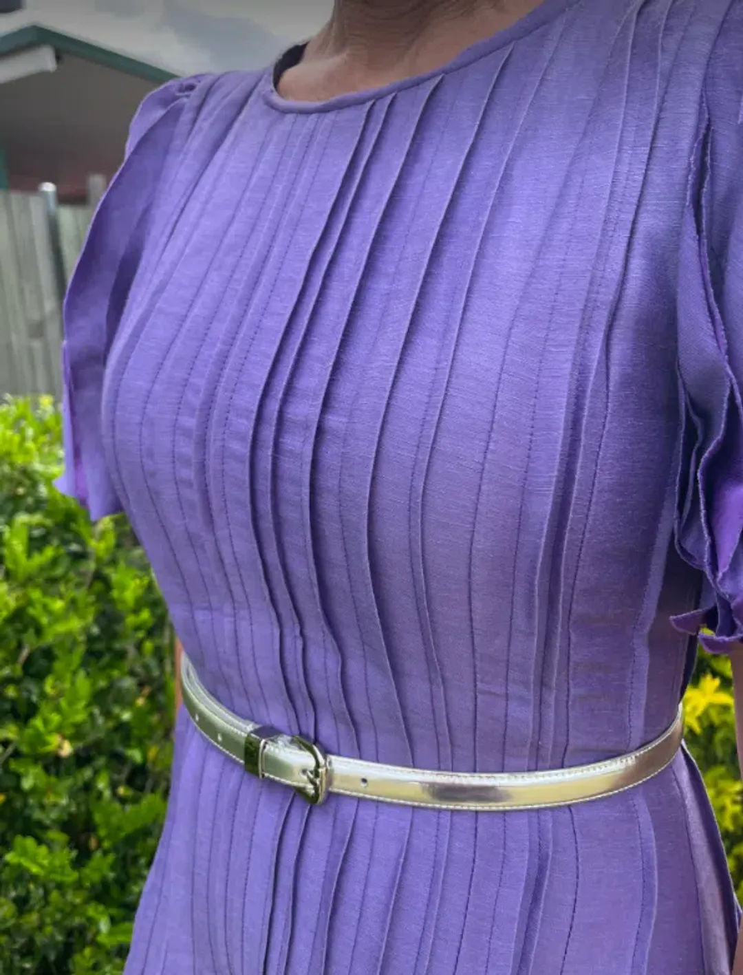 Aje Nova Pleated Midi Dress in Deep Violet Size 6 for rent on The Volte - main image