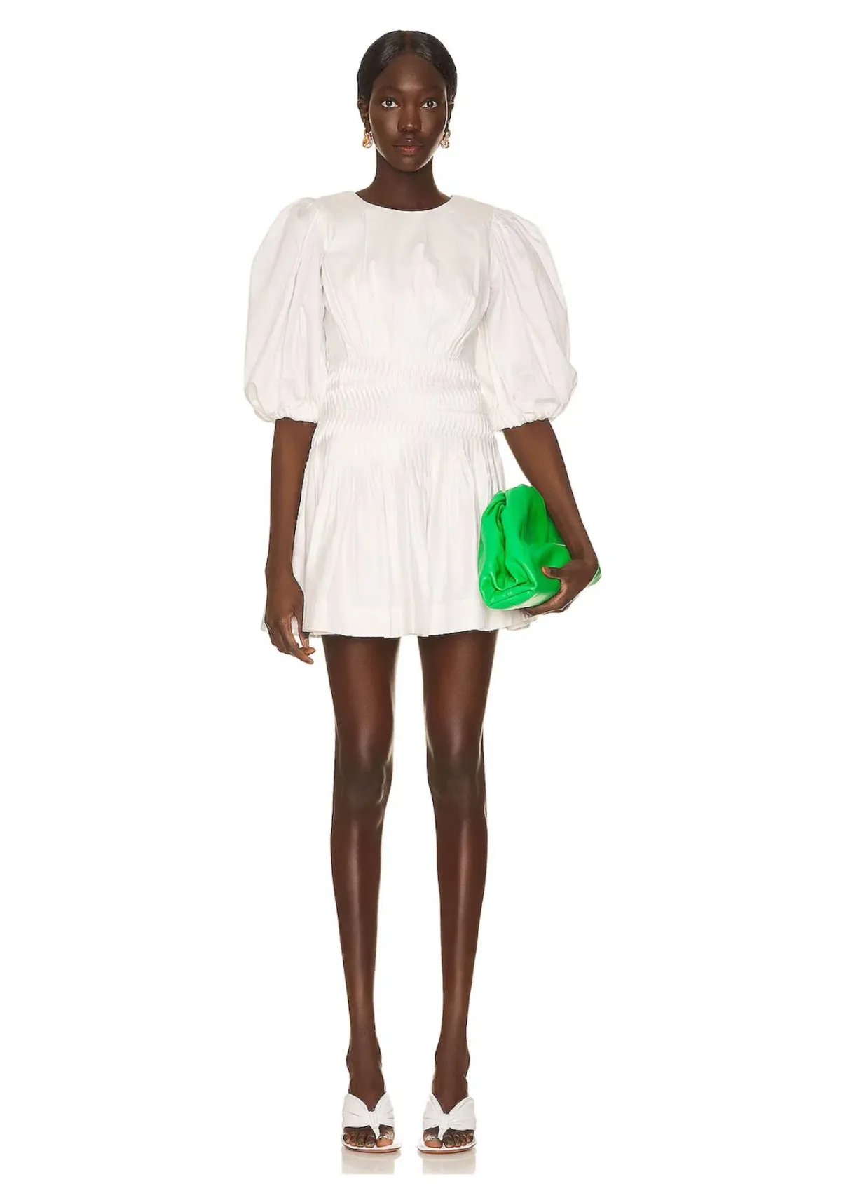 Aje Tidal Tucked Mini Dress Ivory Size 4 for rent on The Volte - main image