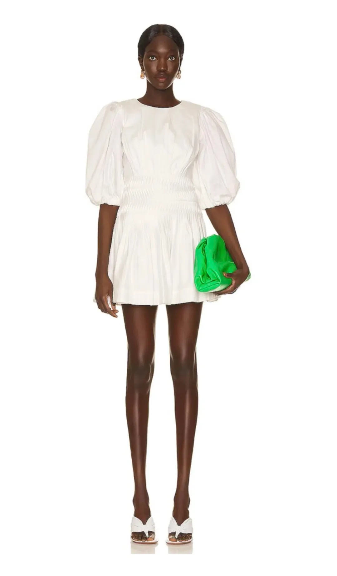 Aje Tidal Tucked Mini Dress Ivory Size 4 for rent on The Volte - main image