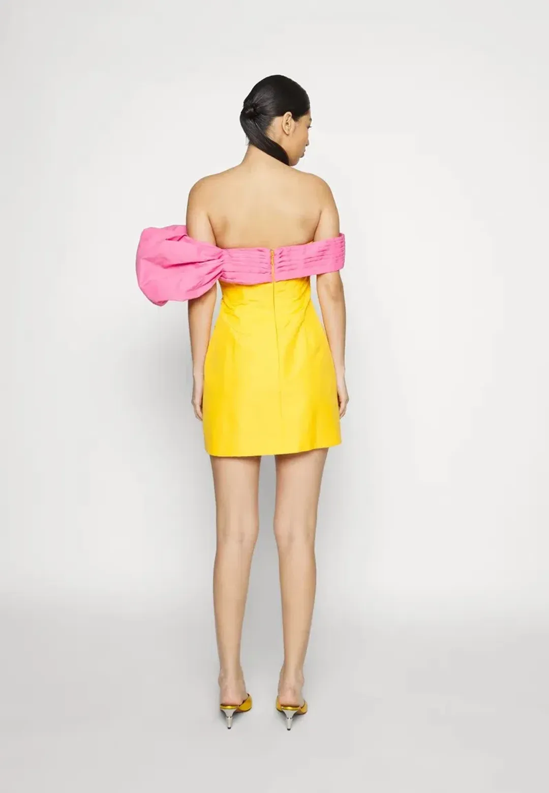 Rachel Gilbert Manuela Dress Yellow/Pink Size 8 for rent on The Volte - main image