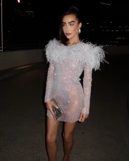 Santa Brands Sparkle Grey Mini Feather Dress Silver Grey Size S / AU 8 for rent on The Volte - image 1