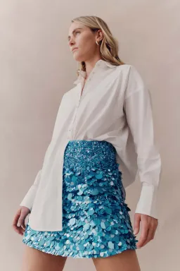 Aje Cherie Sequin Mini Skirt Azure Blue Size 8 for rent on The Volte - image 6