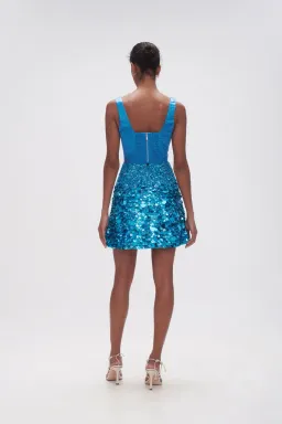 Aje Cherie Sequin Mini Skirt Azure Blue Size 8 for rent on The Volte - image 3