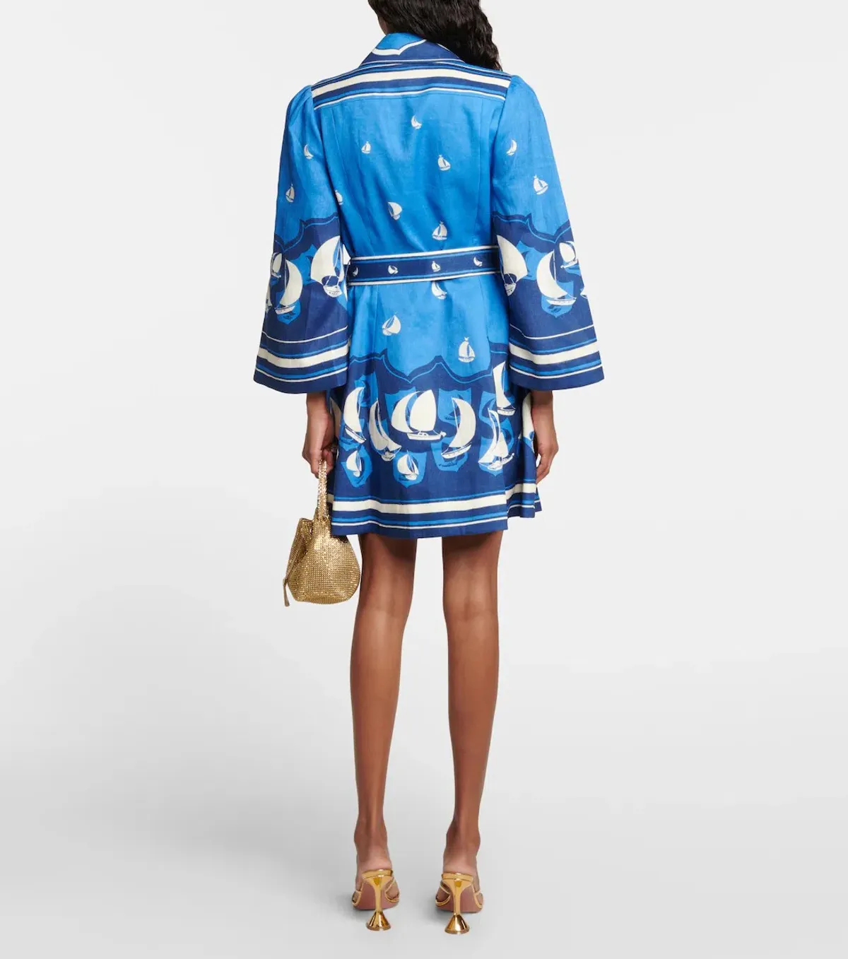 Zimmermann High Tide Mini Shirtdress Blue Sailboats Size 0/AU 8 - Image 2